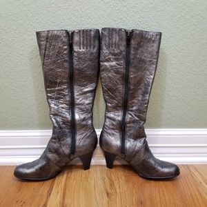 Born Shimmer Sliver Calf Heeled Boots